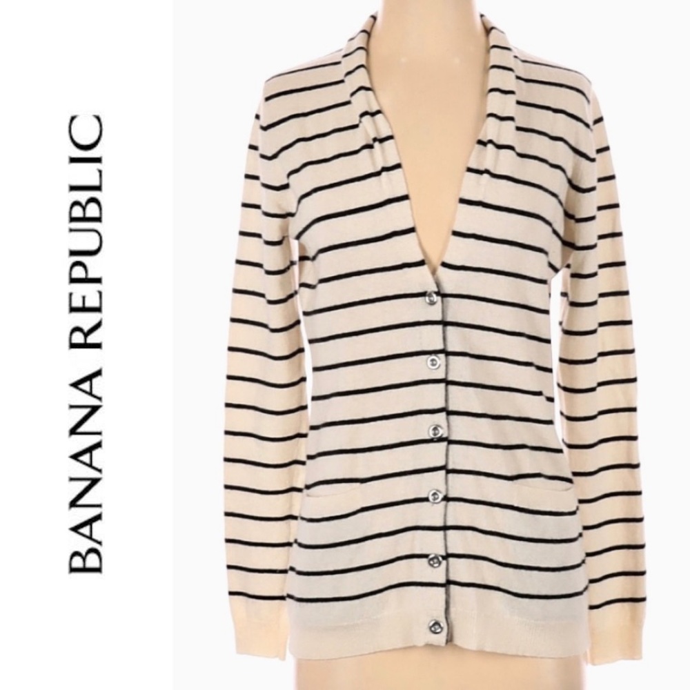 Small TALL Black & Ivory Cashmere Blend Cardigan